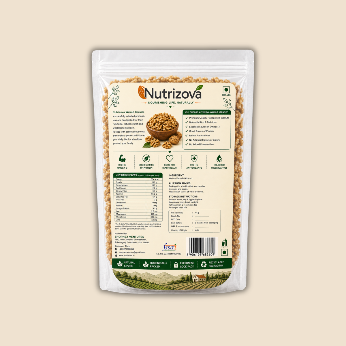Nutrizova Premium Walnut Kernels (1KG)