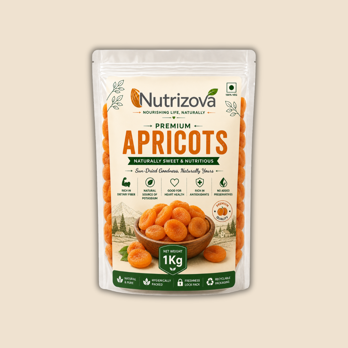 Nutrizova Premium Dried Apricots(1 Kg)