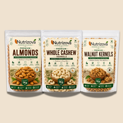 Nutrizova Premium Almonds, Cashews & Walnuts Combo (3 x 1KG)