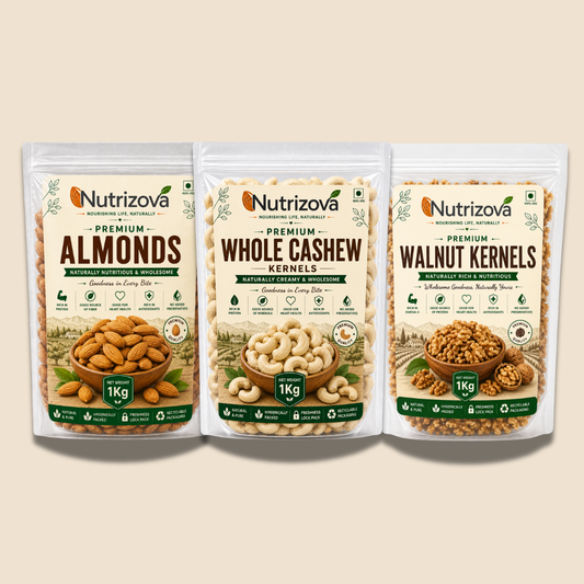 Nutrizova Premium Almonds, Cashews & Walnuts Combo (3 x 1KG)